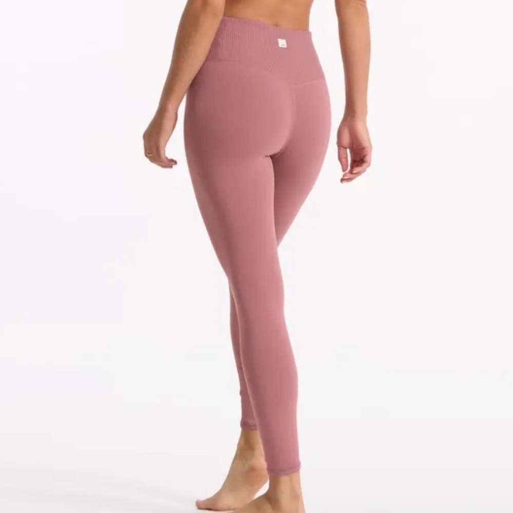 Vuori Rib Studio Leggings Women Small Mauve Pink High Rise 7/8